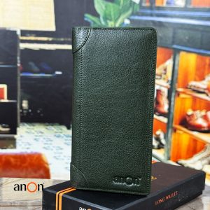 Genuine Leather Smart Long Wallet LW107_Olive
