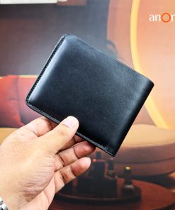 Semi Pattern Full Stitched Leather Wallet ‍SW118_Black