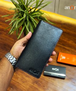 anOn Cow Leather Printed Long Wallet LW108_Black